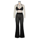 EVE Sexy Knit Hollow Out Two Piece Pants Sets ZSD-Z046