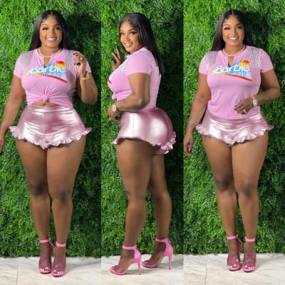 EVE Plus Size Tassel T Shirt And Shorts 2 Piece Sets ME-8155