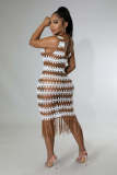 EVE Sexy Crochet Hollow Out Sleeveless Midi Dress OSM-4367