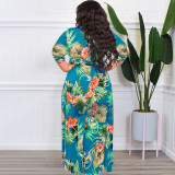 EVE Plus Size Floral Print Sashes Maxi Dress OSIF-22350