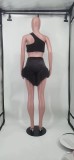 EVE Sexy Feather Patchwork Two Piece Shorts Sets FST-7278