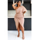 EVE Plus Size Solid One Shoulder Irregular Midi Dress NNWF-7573