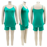EVE Solid Cami Top And Shorts Two Piece Sets SFY-2178