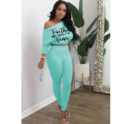 EVE Casual Printed High Waist Two Piece Pants Sets XYMF-88114