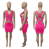EVE Sexy Hollow Out Bandage Two Piece Skirt Sets ME-S903