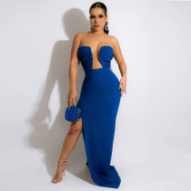 Sexy Solid Strapless Split Evening Dress (Without Sleeves)NY-2503