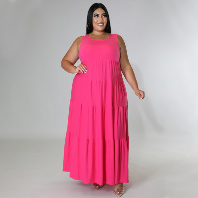 EVE Plus Size Solid Sleeveless Maxi Dress NNWF-7501