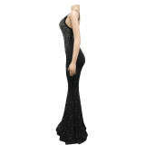 EVE Sexy Hot Drilling Backless Sling Evening Dress BY-5852