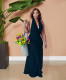 EVE Plus Size Solid V Neck Halter Maxi Dress MXDF-6110