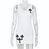 EVE Crucifix Sleeveless Slim Mini Dress GBTF-8425DN
