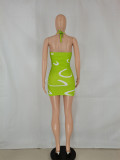 EVE Sexy Printed Halter Slim Mini Dress FENF-241