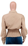 EVE Solid Long Sleeve Slim-Waist Shirt Top XHXF-921