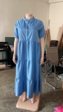 EVE Plus Size Solid Short Sleeve Maxi Dress WAF-77482