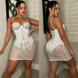 Sexy Hot Drilling Spaghetti Strap Night Club Dress BY-5868