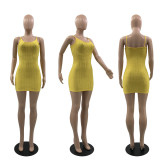 Solid Sleeveless Slim Mini Dress MUKF-086