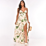 EVE Plus Size Floral Print High Split Maxi Dress OSIF-22373