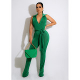 EVE Solid Backless Sashes Jumpsuit NM-8518