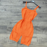 EVE Solid Knitted Sleeveless Sling Tight Romper CH-8227