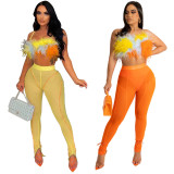 EVE Sexy Feather Two Piece Pants Sets YF-10179