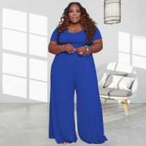 EVE Plus Size Solid Short Sleeve Jumpsuit OSIF-20722