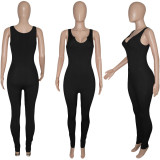 EVE Solid Sleeveless Tight Jumpsuit SH-390367