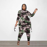 EVE Plus Size Printed Split Top And Pants 2 Piece Sets SLF-7061