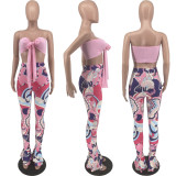 EVE Sexy Wrap Chest Printed Pants Two Piece Sets ZNF-9152