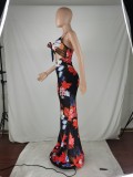 EVE Plus Size Floral Print Sling Maxi Dress JZHF-8115