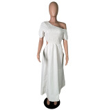 EVE White Short Sleeve Hollow Out Maxi Dress MK-3107