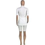 EVE Solid Short Sleeve Shirt And Shorts 2 Piece Sets MEI-9271