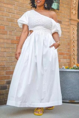 EVE White Short Sleeve Hollow Out Maxi Dress MK-3107