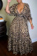 EVE Leopard Print V Neck Half Sleeve Maxi Dress MK-3108