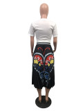 EVE Butterfly Print Pleated Long Skirt (Without Top)OMY-81034