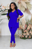 EVE Solid V Neck T Shirt And Pants 2 Piece Sets BS-1316