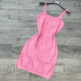 EVE Solid Knitted Sleeveless Sling Mini Dress CH-8228