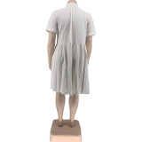 EVE Plus Size Solid Short Sleeve Shirt Dress WAF-77481
