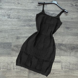 EVE Solid Knitted Sleeveless Sling Mini Dress CH-8228