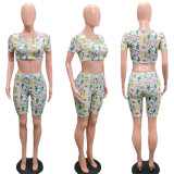 EVE Floral Print Two Piece Shorts Sets ONY-7016