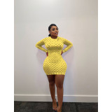 EVE Sexy Hole Hollow Long Sleeve Slim Mini Dress FOSF-8312