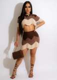 EVE Sexy Knitted Crop Top Mini Skirt 2 Piece Sets ME-8150