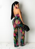 EVE Sexy Mesh Printed Strapless Off Shoulder Jumpsuit WY-6782