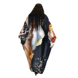 EVE Casual Printed Long Cloak Coat (Without Belt)YF-10173