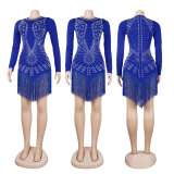 EVE Plus Size Rhinestone Tassel Night Club Dresses NY-2533