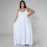 EVE Plus Size Solid High Waist Sling Maxi Dress BMF-097