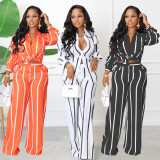 EVE Casual Striped Long Sleeve Shirt And Pants 2 Piece Sets MIL-L338