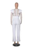 EVE Sexy V Neck Lace Patchwork Sashes Jumpsuit MZ-2761
