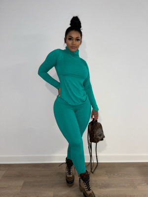 EVE Solid Long Sleeve Two Piece Pants Sets ANDF-1396