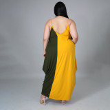 EVE Plus Size Contrast Color Loose Slip Maxi Dress HNIF-005