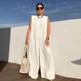 EVE Casual Solid Sleeveless Wide Leg Loose Jumpsuit NY-10212