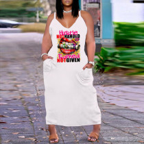 EVE Plus Size Printed V Neck Pocket Sling Maxi Dress NY-9032
